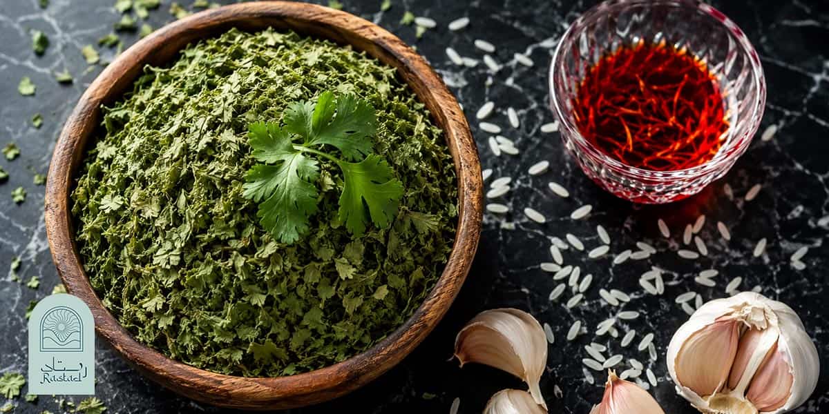 گشنیز پلو با گشنیز خشک